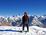 13 06 Jerome Ryan On Mera Peak Eastern Summit With Gyachung Kang, Nuptse, Everest, Lhotse, Shartse, Peak 41, Baruntse, P6770, Makalu Jerome Ryan on the Mera Peak Eastern Summit (6350m) with Gyachung Kang, Pumori, Malanphulan, Ama Dablam, Nuptse, Everest, Lhotse, Shartse, Peak 41, Baruntse, P6770, Kangchungtse and Makalu